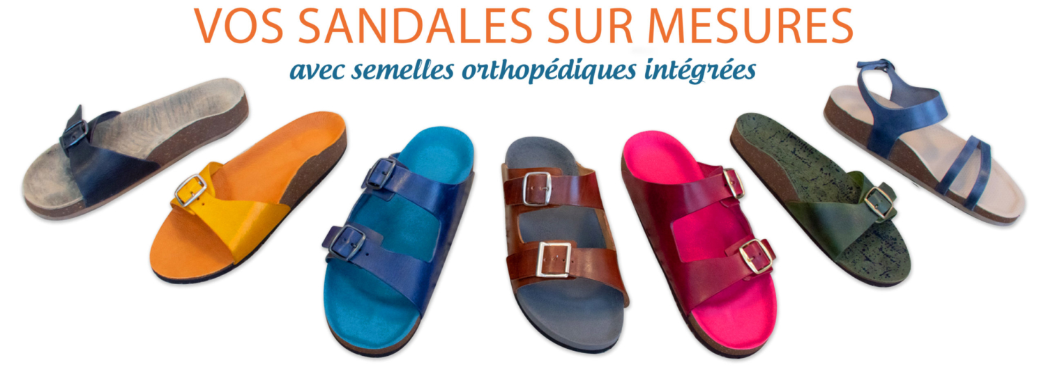 Sandales sur mesure avec semelles orthopédiques intégrées Sandales sur mesure avec semelles orthopédiques intégrées